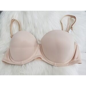 NEW PINK Victoria's Secret Nude 34C Wear Everywhere Push Up Strapless Bra